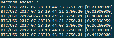 Insert and query output